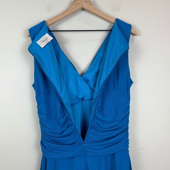 Celavie Dress Women L Blue Embellished Faux Wrap Surplice Neck Pleat Y2K Formal - Picture 7 of 9